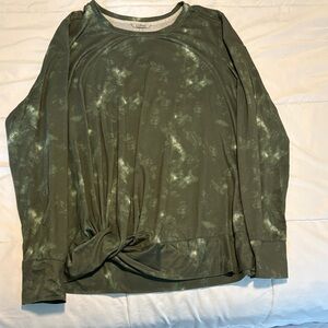 L.L. Bean Olive Green Tie-Front Long Sleeve Tee